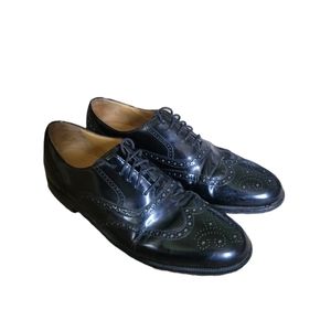 Cole Haan Mens Black Shiney Oxford Wing Tip Dress Shoes Size 10.5